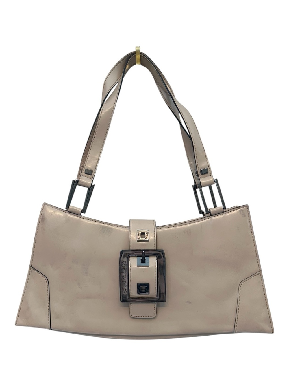 Vintage Y2K Era Guess Taupe Shoulder Bag with Statement Buckle-As Is